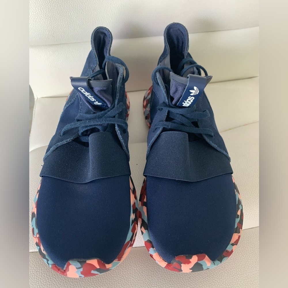 Adidas Tubular Womens Size 8.5 Navy Blue Walking Athletic Running Shoes Sneakers